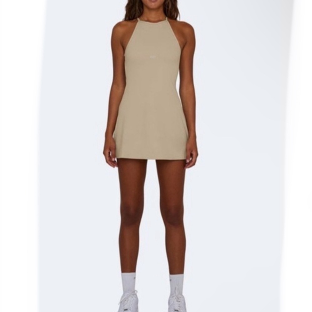 SET Active Beige Halter Neck Mini Dress